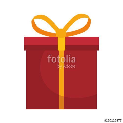 Red and Yellow Ribbon Logo - red gift box present with yellow ribbon. vector illustration
