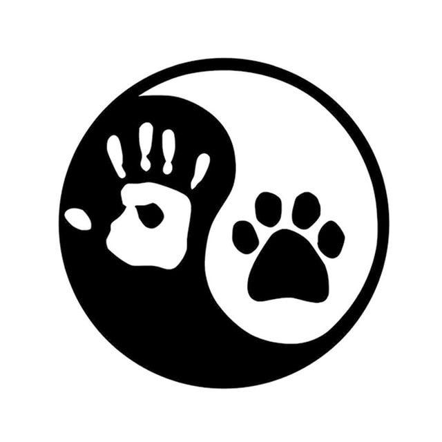 Hand Paw Logo - Ying and Yang dog or cat paw print & hand car window Vinyl Decal
