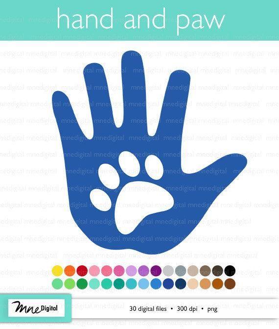 Hand Paw Logo - Digital Hand and Paw Hand Paw Clipart Printable Multiple | Etsy