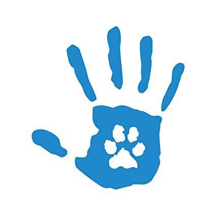 Hand Paw Logo - Dog Human Hand Paw Logo Vinyl Window SUV Auto Truck Blue