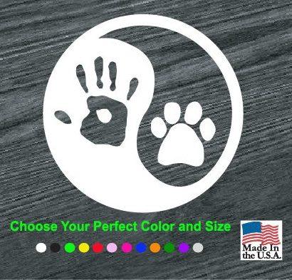 Hand Paw Logo - Hand Paw Ying Yang Dog Paw Decal Stickers