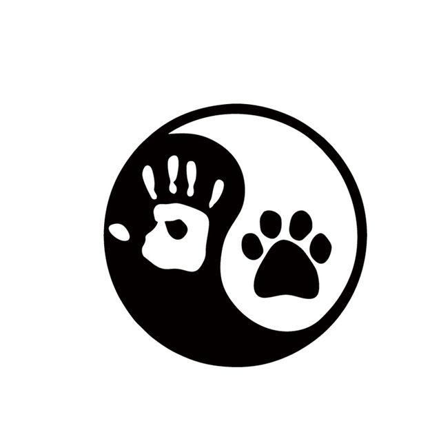 Hand Paw Logo - Hot Sale Ying And Yang Dog Or Cat Paw Hand Print Decal Sticker
