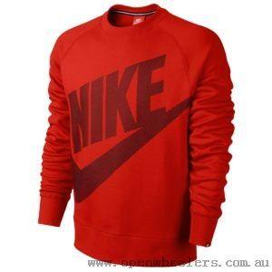 Red Crew Logo - Casual | Nike AW77 Fleece Crew Logo 26 Deg - Men's - Challenge Red ...