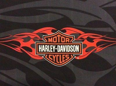 Harley-Davidson Logo - HARLEY DAVIDSON LOGO Fabric Panel Orange Flames Black Gray Shield 17