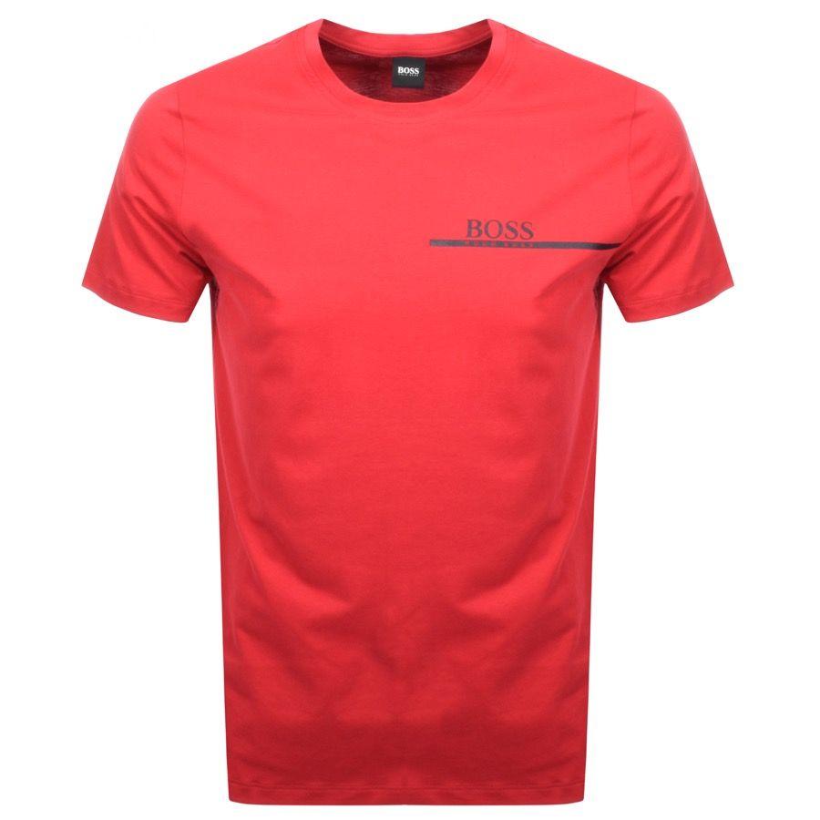 Red Crew Logo - BOSS HUGO BOSS Crew neck Logo T Shirt Red