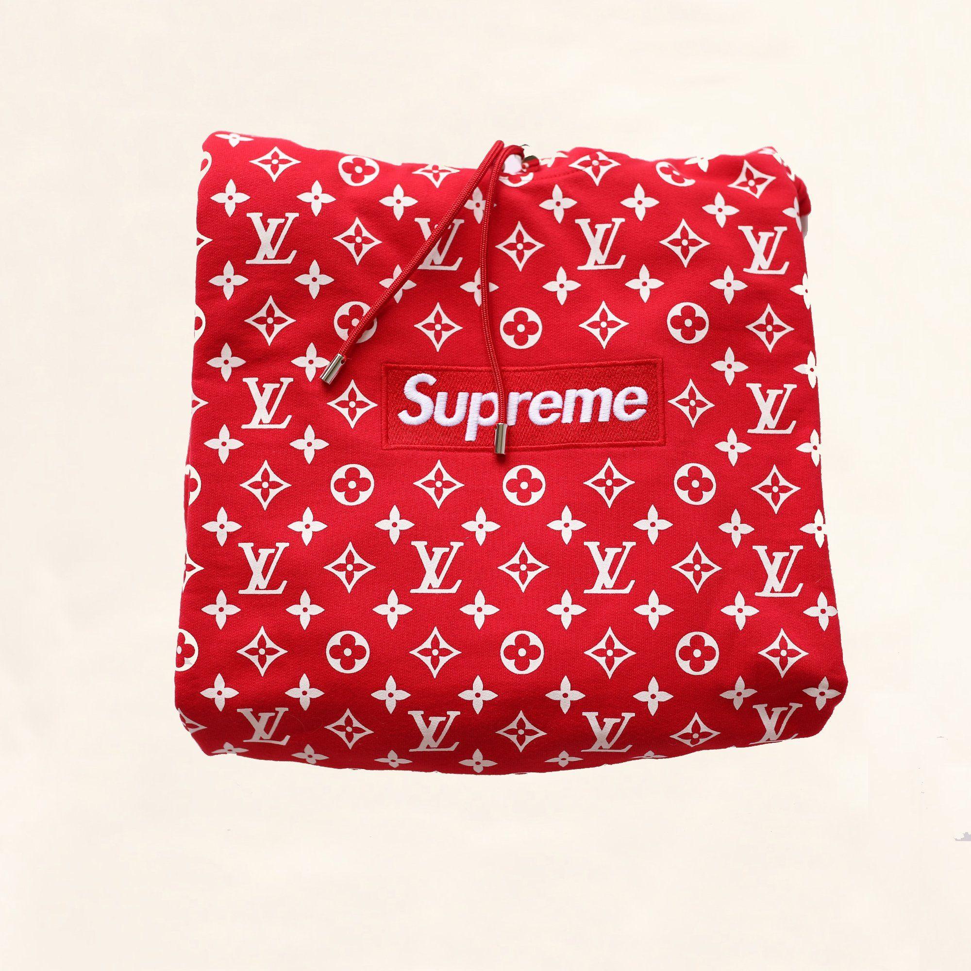 Louis Vuitton Supreme Red Logo - Louis Vuitton | Supreme Logo Box Hoodie Monogram | Red - The-Collectory