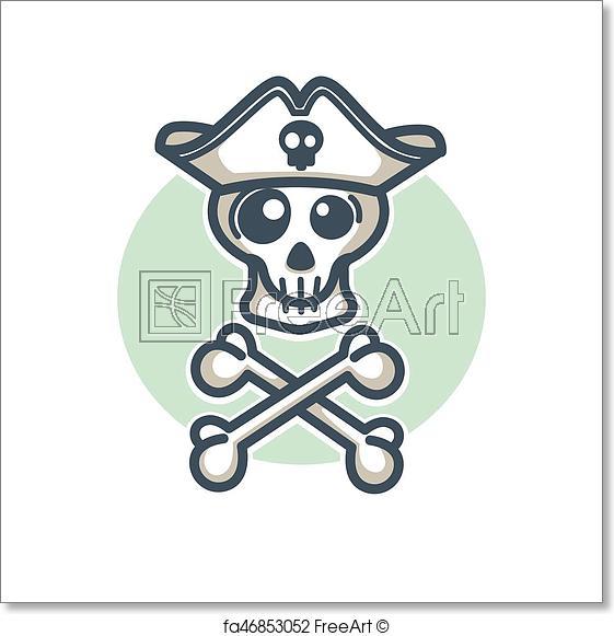 Crossed Bones Logo - Free art print of Skull in pirate hat with two crossed bones logo ...