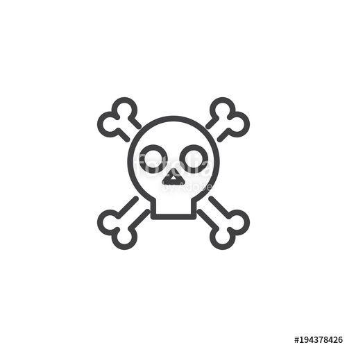 Crossed Bones Logo - Skull with crossed bones outline icon. linear style sign for mobile ...