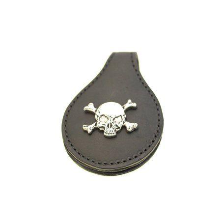 Crossed Bones Logo - Men Leather Money Clip Magnet Skull Crossed Bones Logo Front Pocket ...