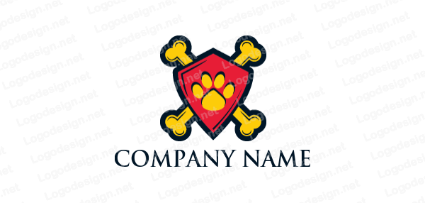 Crossed Bones Logo - paw inside shield with crossed bones | Logo Template by LogoDesign.net