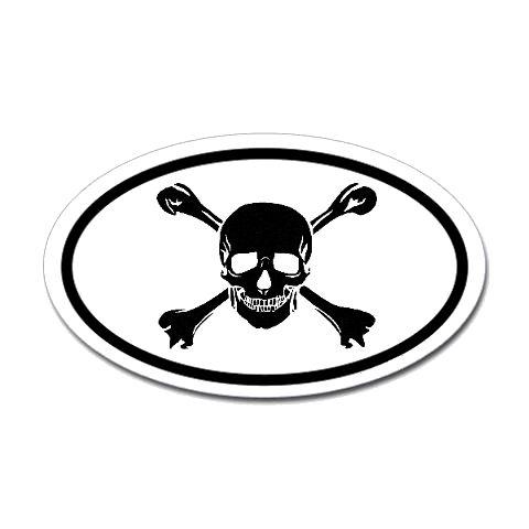 Crossed Bones Logo - Skull and Crossed Bones Oval Sticker