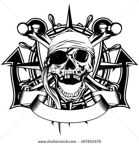 Crossed Bones Logo - Vector illustration pirate symbol skull with bandana, crossed bones ...