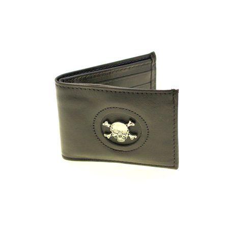 Crossed Bones Logo - Mens Wallet Bifold Skull Crossed Bones Logo Genuine Leather Made In ...