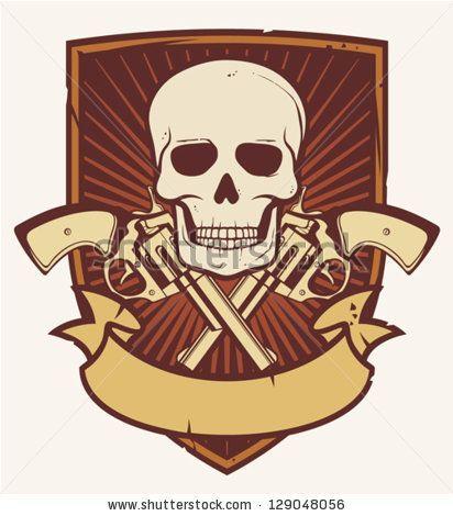 Crossed Bones Logo - skull and two crossed revolvers tattoo skull and gun, gun skull