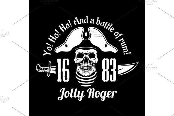 Crossed Bones Logo - Pirates Jolly Roger symbol. Vector poster of skull with pirate eye ...