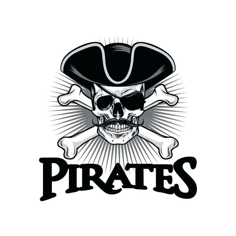 Crossed Bones Logo - Skull Captain Pirate In Hat With Swords Vector Design Template ...