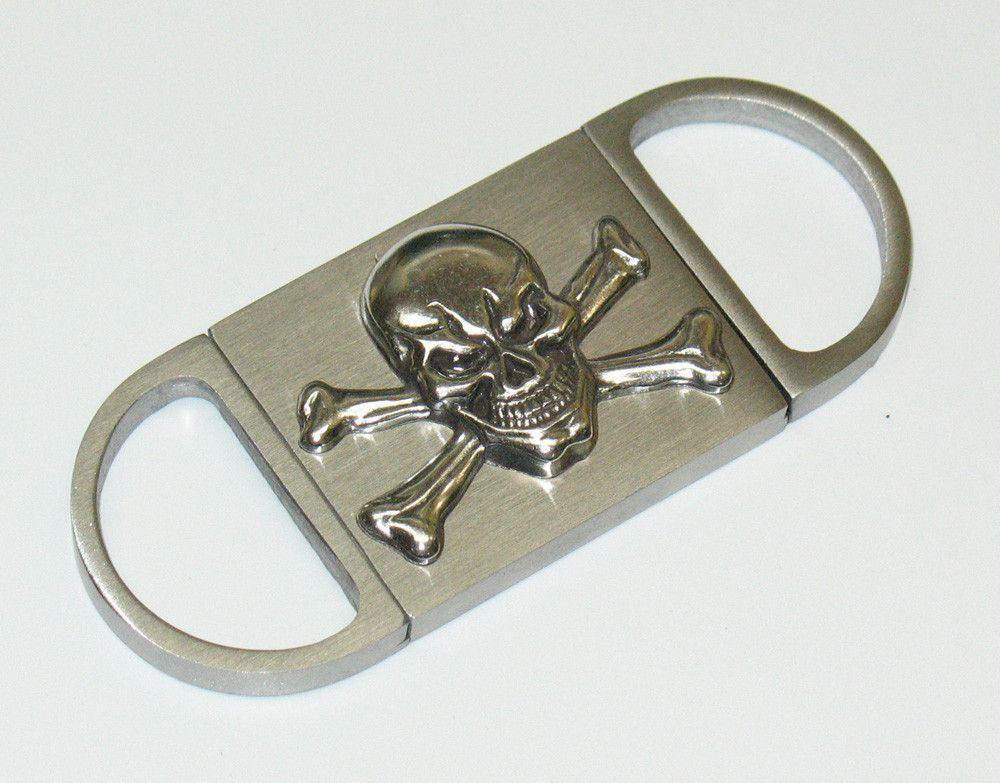 Crossed Bones Logo - Pirate Skull Crossed Bones Emblem Exact-Cut Stainless Steel Cigar ...