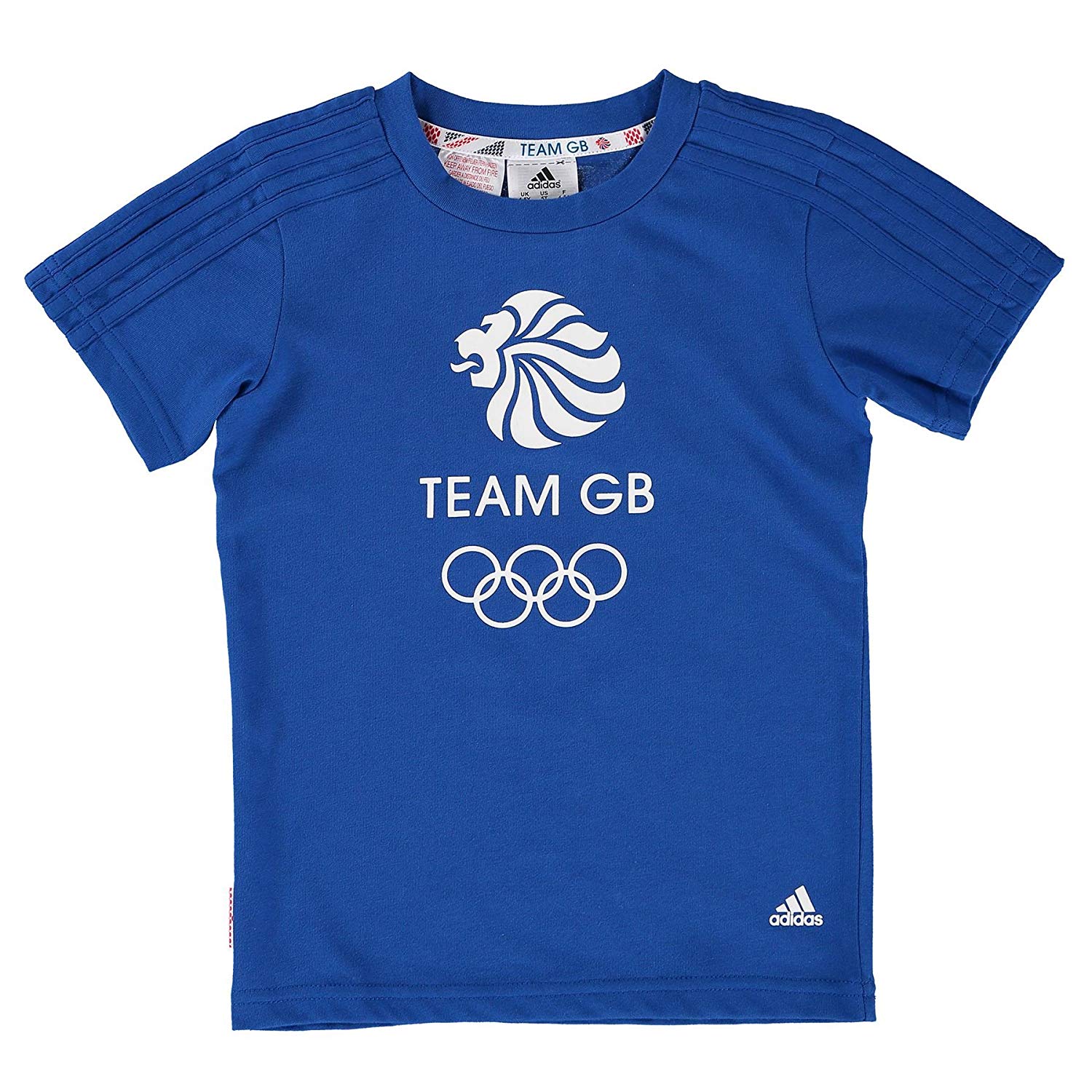 Blue and White E Logo - adidas Childrens Kids Team GB Big Logo T Shirt Tee Top Blue