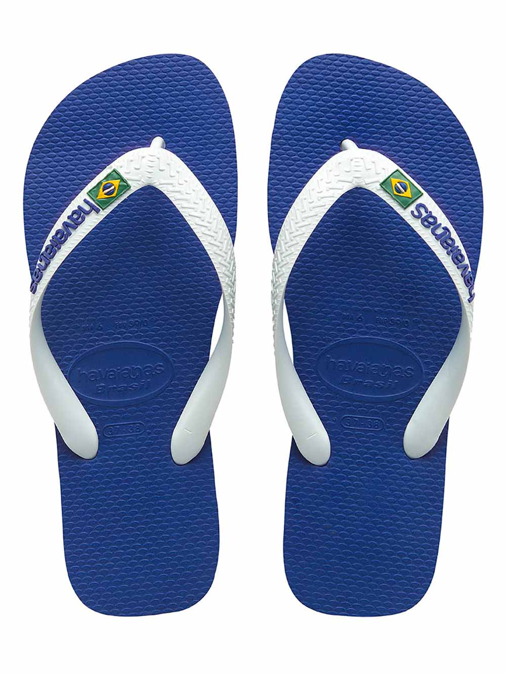 Blue and White E Logo - Havaianas Brasil Logo Sandal Marine Blue White