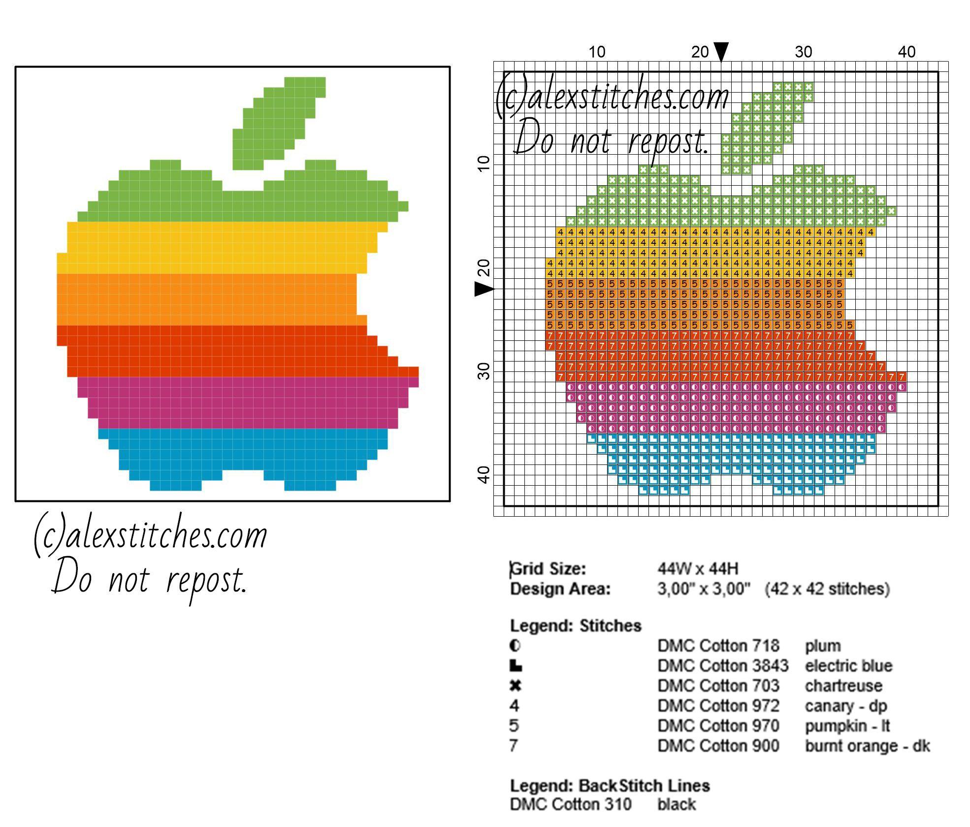 Rainbow Pattern Logo - Coasters ideas Apple colored rainbow logo size 44 x 44 free cross ...