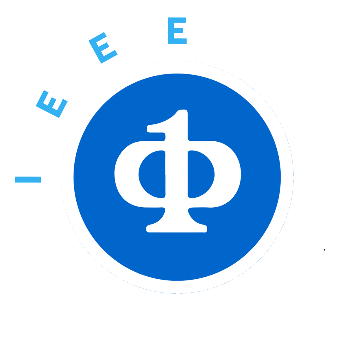 Blue and White E Logo - IEEE CLOUD 2019
