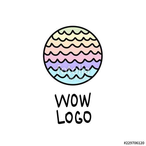 Rainbow Pattern Logo - Rainbow round logo with waves, pastel neon spectrum colors, colorful