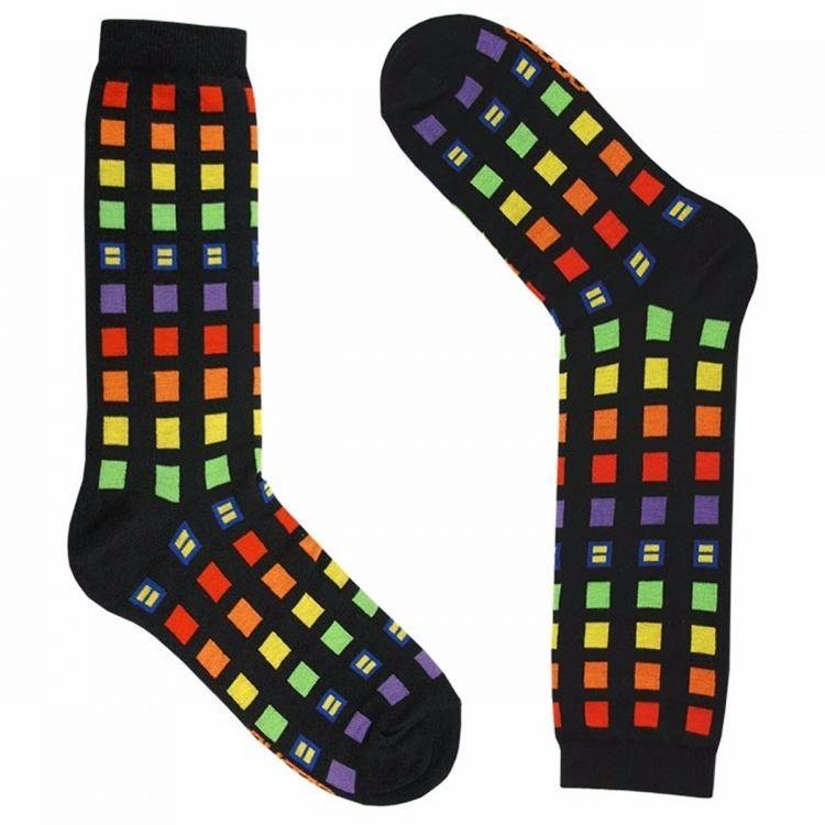 Rainbow Pattern Logo - Human Rights Campaign. HRC. Rainbow Block Socks