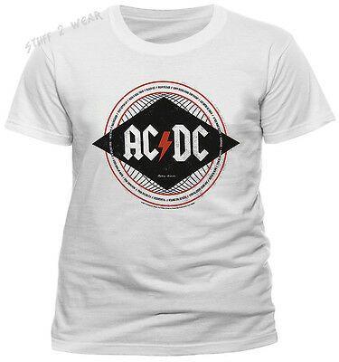 Official AC DC Logo - OFFICIAL AC DC Diamond Logo T Shirt White M XXL High Voltage Rock ...
