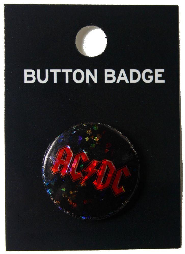 Official AC DC Logo - Official AC DC Logo 25mm button pin badge with glitter design ...