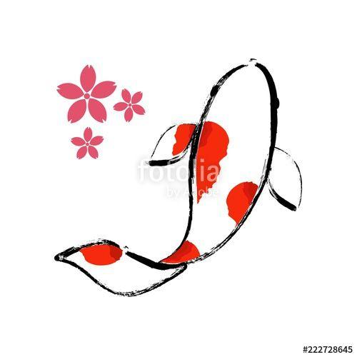 Zen Fish Logo - Koi logo Zen Logo Sakura and Sakura Flower Stock image and royalty