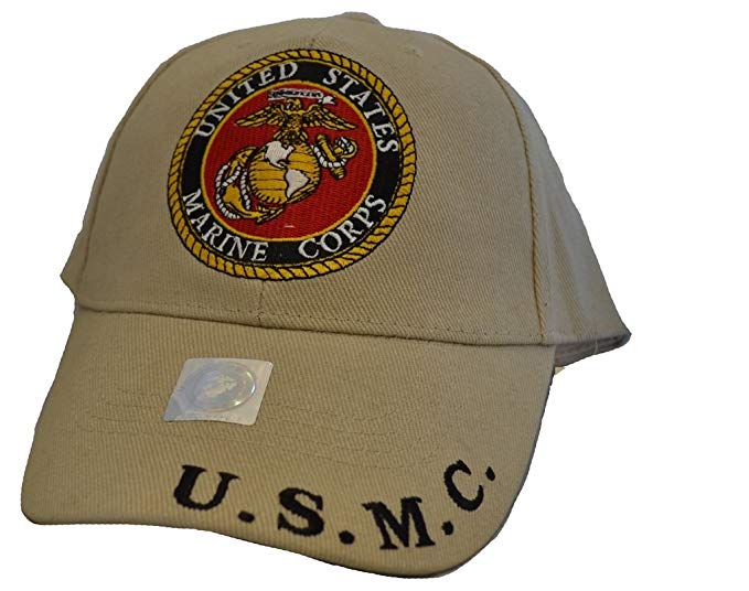 Tan Eagle Logo - Eagle Emblems Men's USMC Tan Logo Embroidered Ball Cap Adjustable