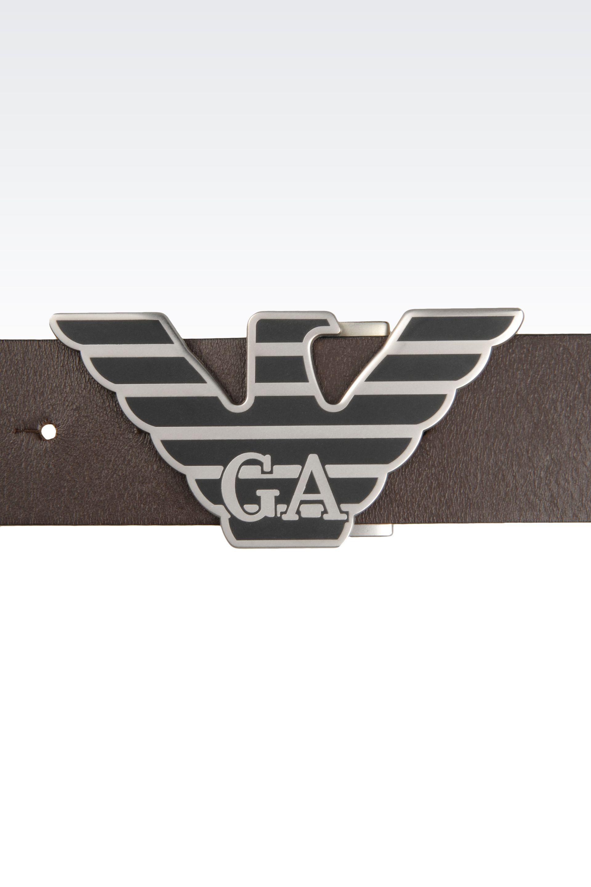 Tan Eagle Logo - Lyst - Emporio Armani Leather Belt with Eagle Buckle in Brown for Men