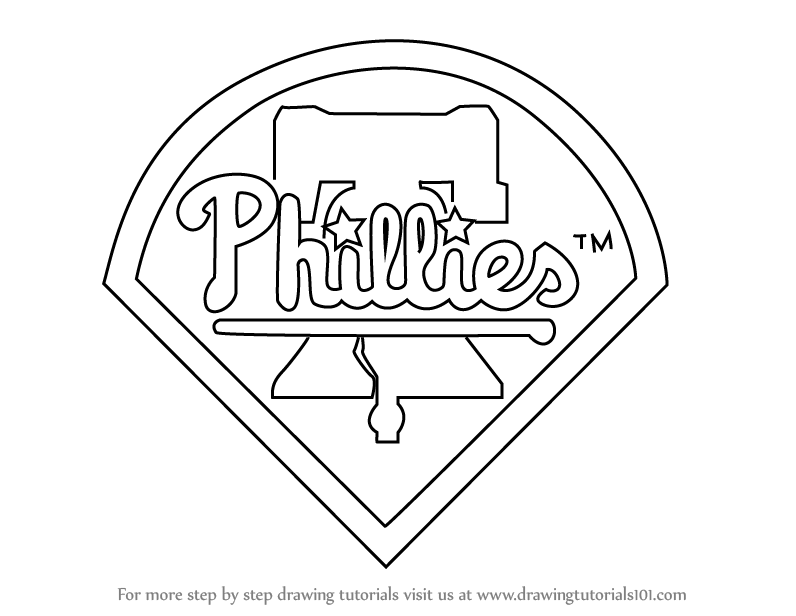 White Phillies Logo - Learn How to Draw Philadelphia Phillies Logo (MLB) Step