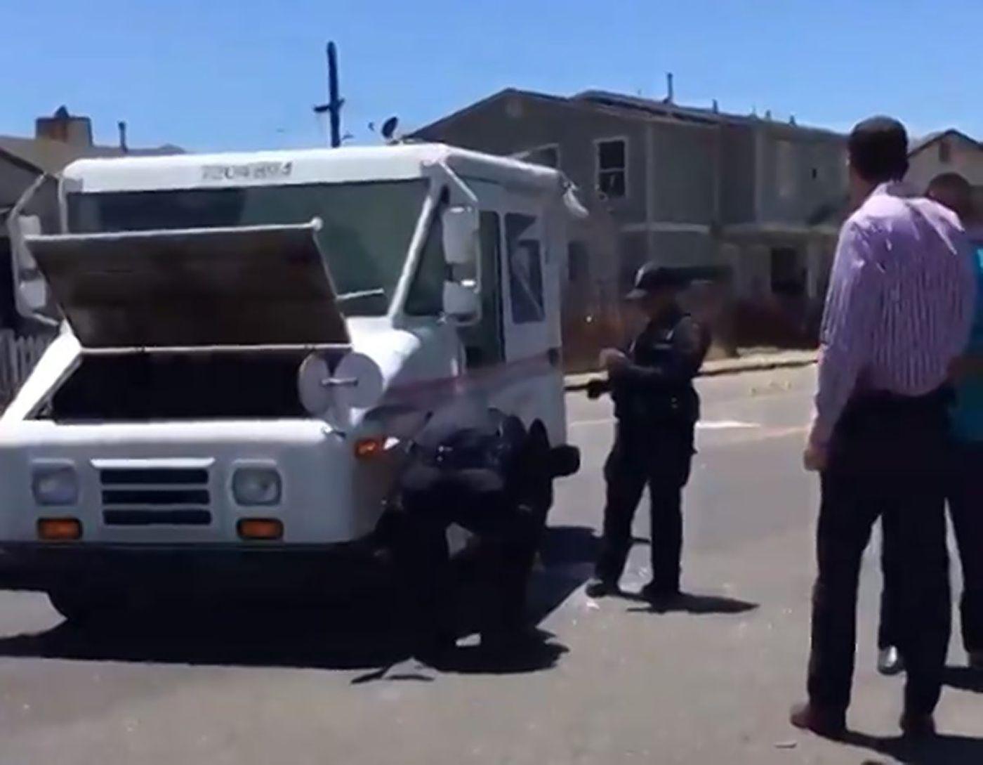 Mail Truck Logo - USPS worker struck by bullet through mail truck window in Oakland ...