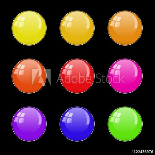 Light Blue Orange Red Sphere Logo - Vector set of round spherical buttons. It can be used as light ...