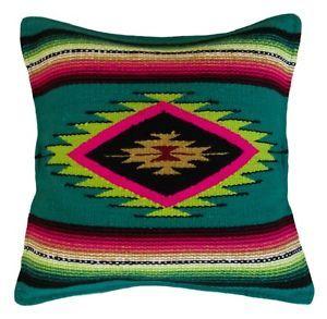 Southwestern Design Green Logo - Serape Pillow Cover Throw Southwest Design Hand Woven 18”X 18”