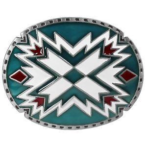 Southwestern Design Green Logo - Vtg Southwestern Green Red Design Belt buckle Navajo Native American