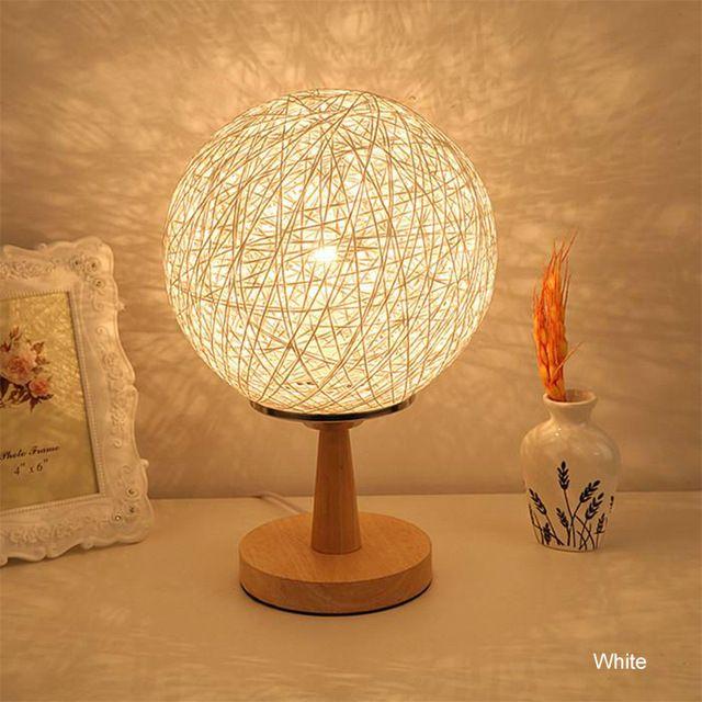 Light Blue Orange Red Sphere Logo - Led night stand with bulb ball table lamp shade modern art deco