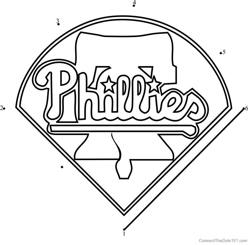 White Phillies Logo - Philadelphia Phillies Logo dot to dot printable worksheet
