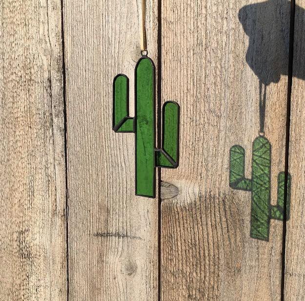 Southwestern Design Green Logo - Stained Glass Southwestern Apple Green Cactus Suncatcher, Ornament ...