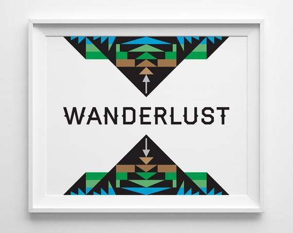Southwestern Design Green Logo - Wanderlust Print Chevron Art Southwestern Decor Geometric | Etsy