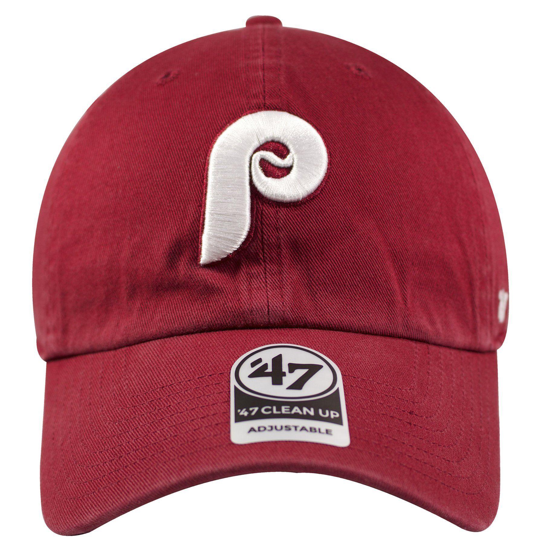 White Phillies Logo - Philadelphia Phillies Vintage Maroon Cooperstown Dad Hat