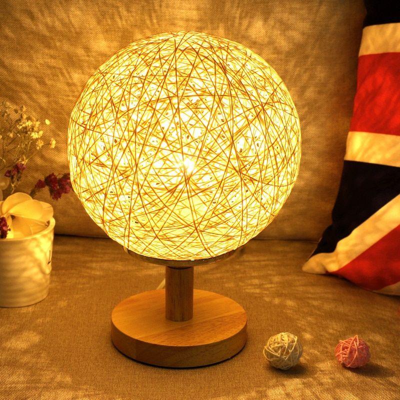Light Blue Orange Red Sphere Logo - Led night stand with bulb ball table lamp shade modern art deco
