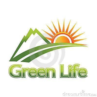 Sun and Mountain Logo - Green life logo. Mountain and sun. Sun Logo. Life logo
