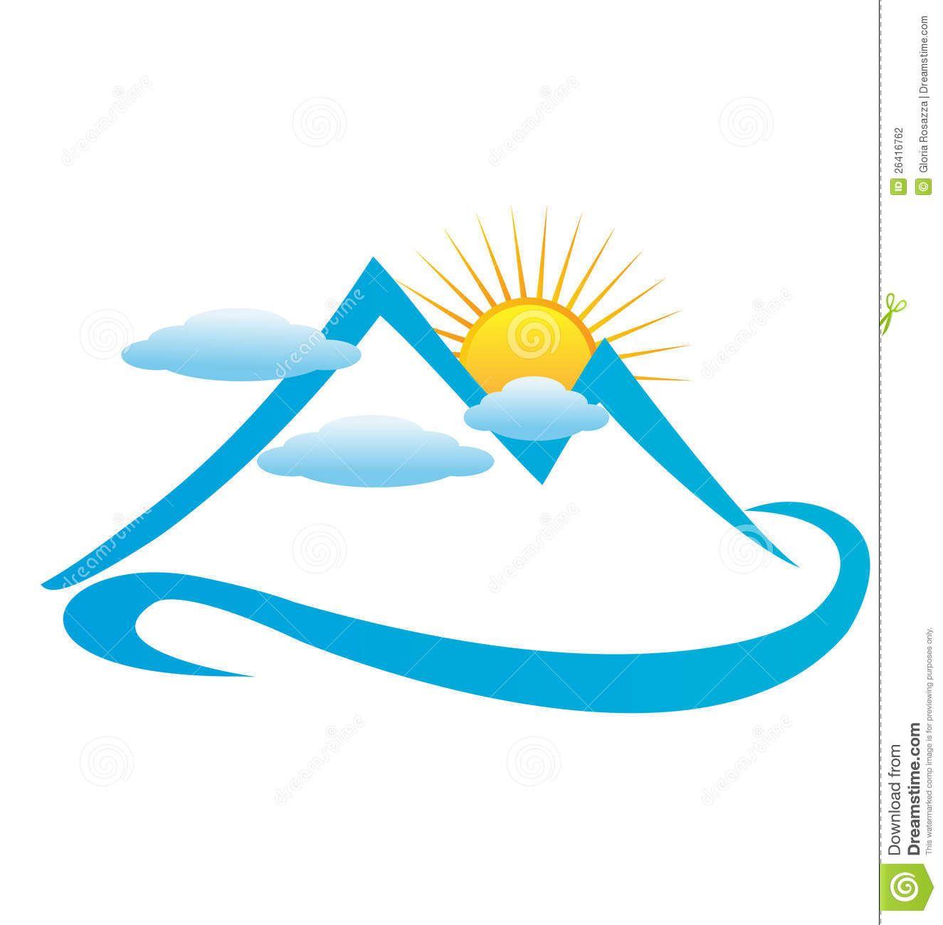Sun and Mountain Logo - Sun With Mountain Drawing Clipart