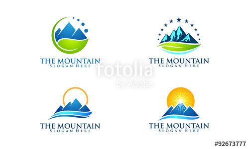 Sun and Mountain Logo - mountain, nature, green, landscape, sun, eco, vector, logo, 