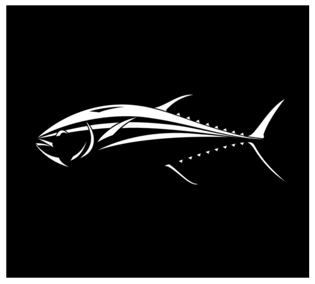 Zen Fish Logo - Tuna Decal. Car Window or Boat Bluefin Tuna Fish Sticker