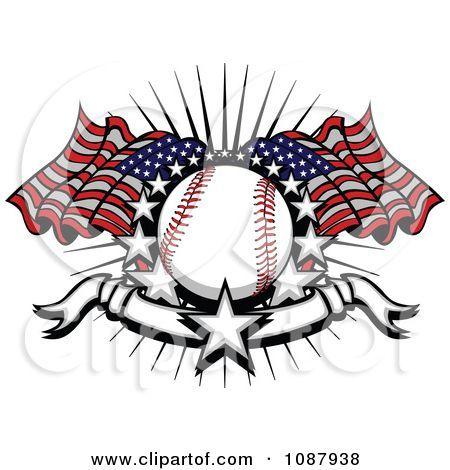 American Flaag Star Logo - Baseball With American Flags Stars And A Banner Posters, Art Prints