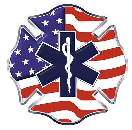 American Flaag Star Logo - US Flag Maltese with Star of Life Decal