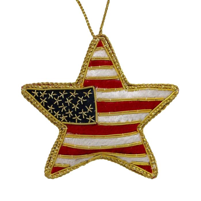American Flaag Star Logo - Embroidered US Flag Star Ornament
